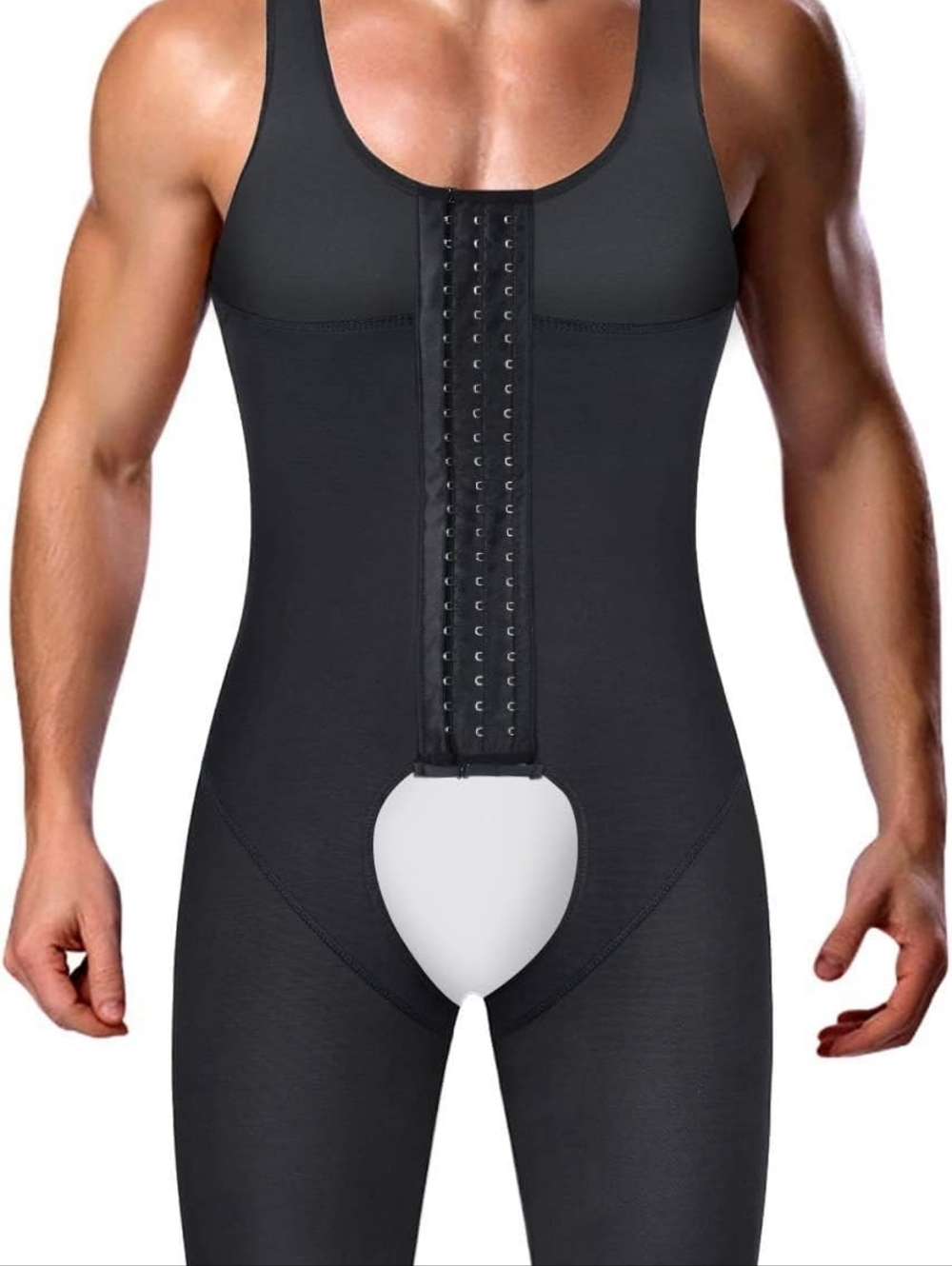 Men's Black Shapewear sz 2XL with Front Zipper sculpting workout support OP